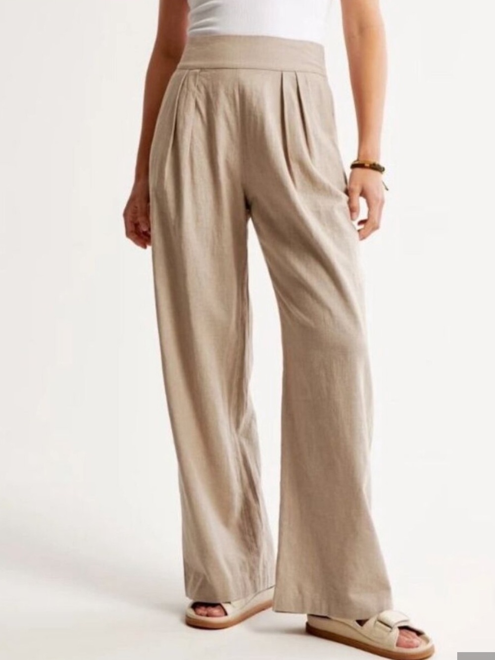 Abercrombie & Fitch Women Linen Blend Ultra Wide Leg Pants